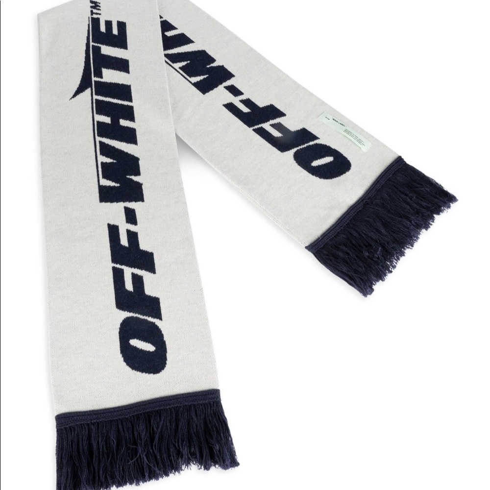 OFF WHITE navy and grey wing scarf